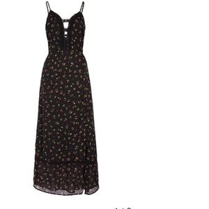 Leith Lace Trim Floral Plunge Neck Dress